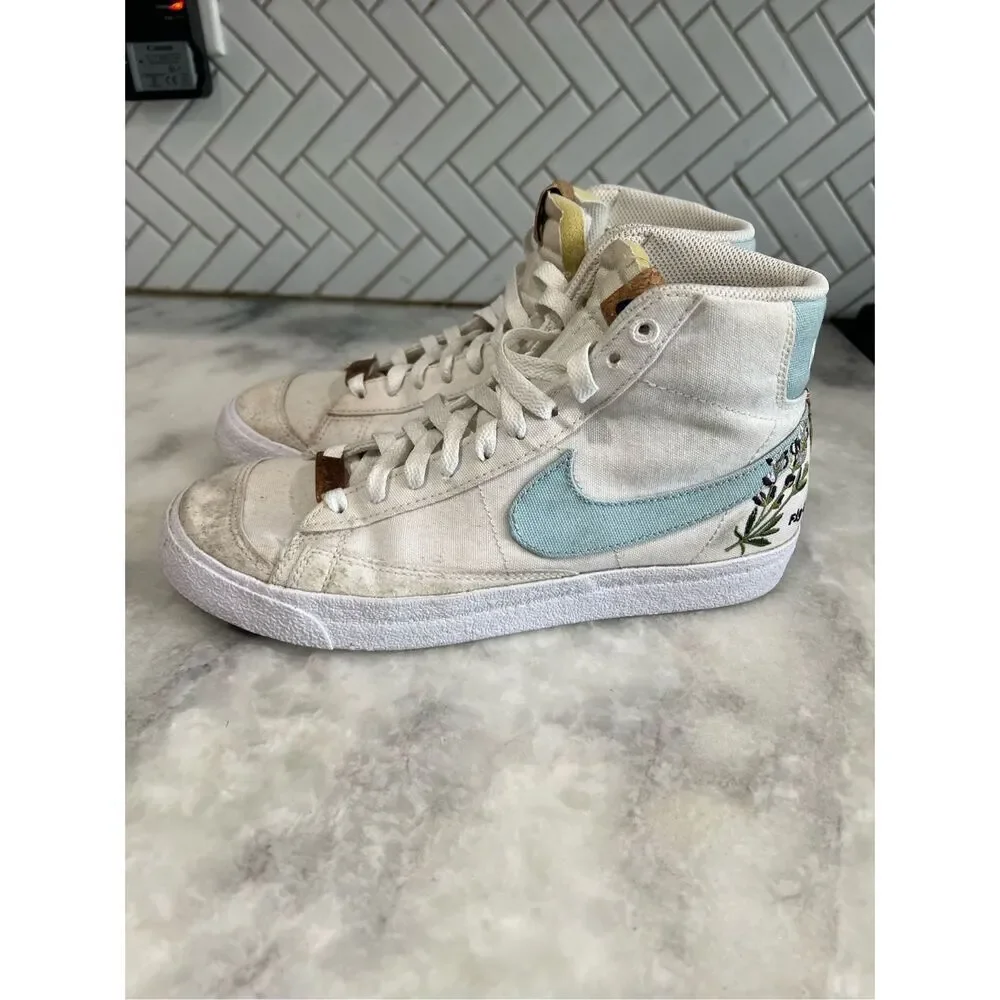 Womens Nike Blazer Mid 77 Indigo Canvas Athletic Shoes High Top Shoes Size 8